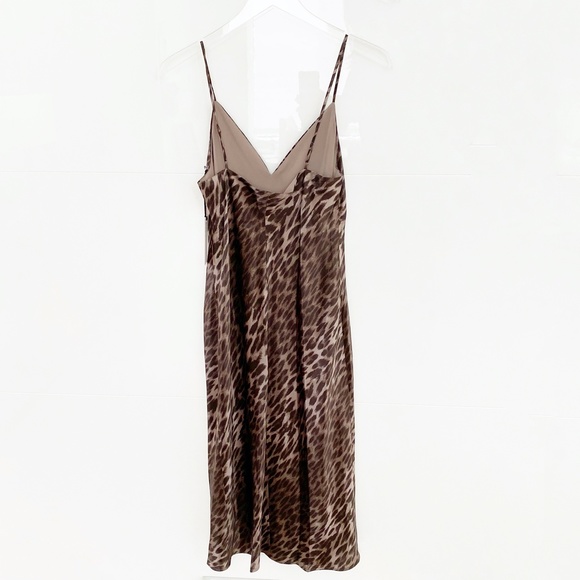 l'agence • jodie sauvage leopard animal print brown silk bias cut slip dress - Picture 8 of 10